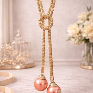 Elegant Gold and Peach Necklace